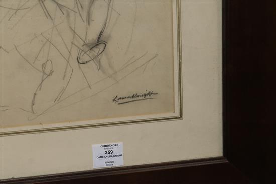 Dame Laura Knight, pencil, sketch of an acrobat, signed 36 x 25.5cm